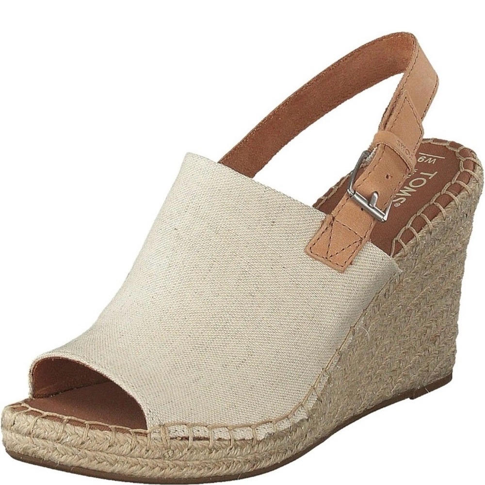 Toms Cream Tan Wedge Sandals with Slingback - Picture 3 of 9